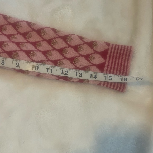 M sweater dress red pink gold hearts a-line fitted tapered feminine small ? - Picture 8 of 10